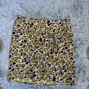 Forever 21 Olive Animal Print Tie-Front Mini Skirt